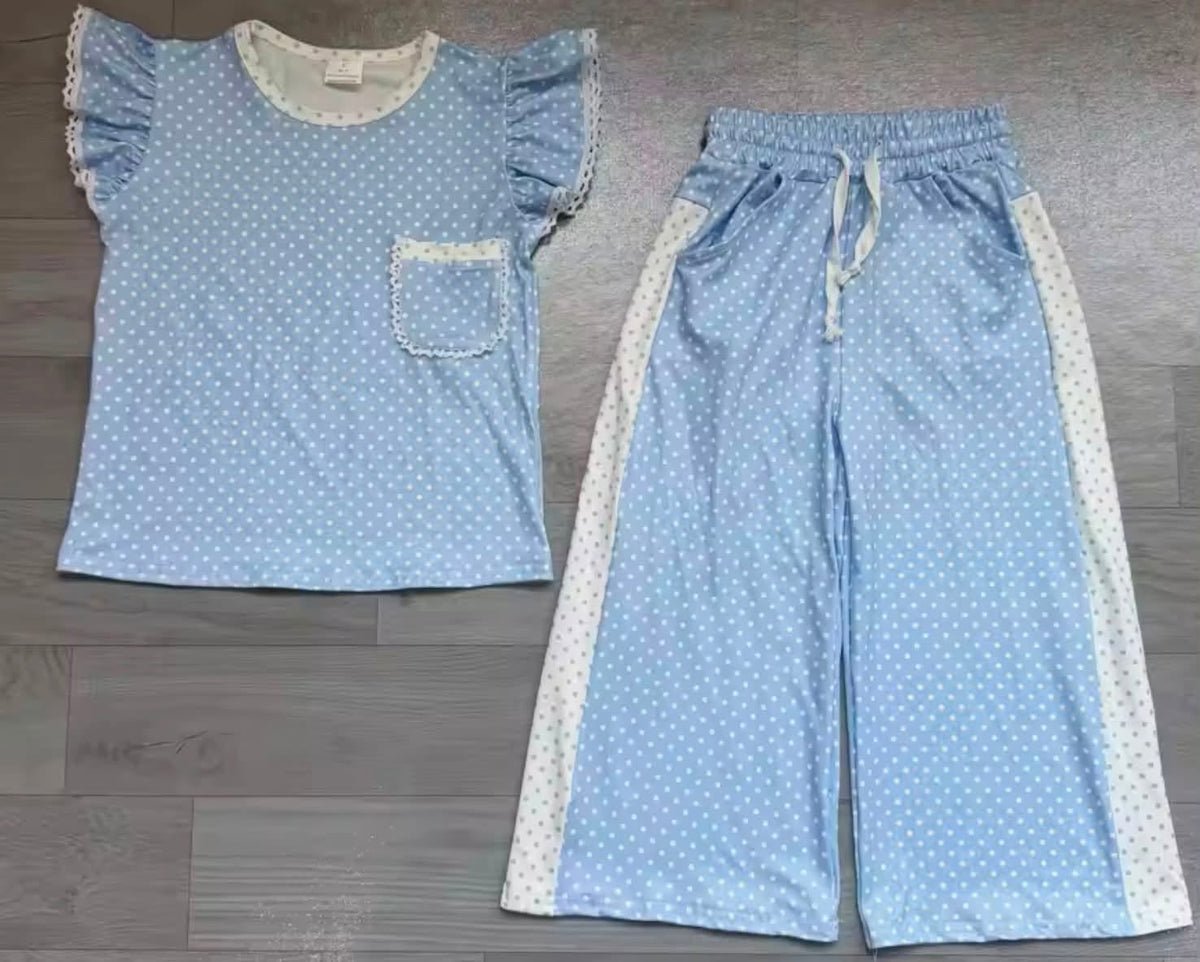 Polkadot Ruffle Wide Let Pant Set