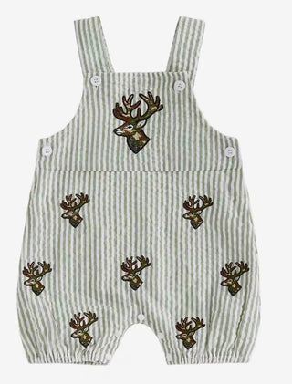 Seersucker Embroidered Deer or Duck One Piece