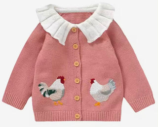 The Cutest Embroidered Chicken Cardigan