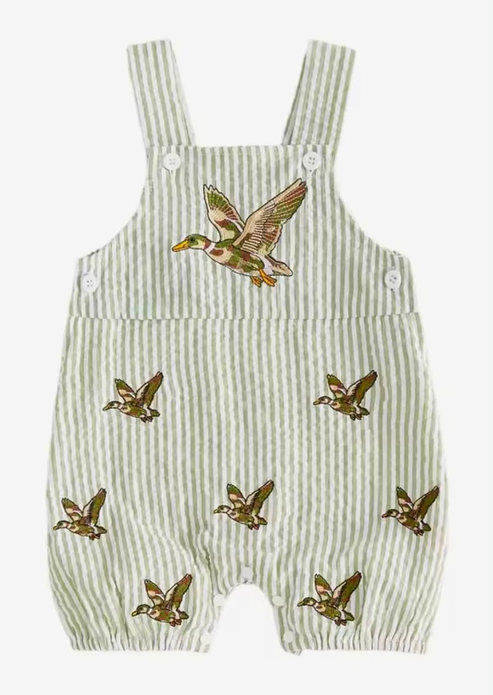 Seersucker Embroidered Deer or Duck One Piece