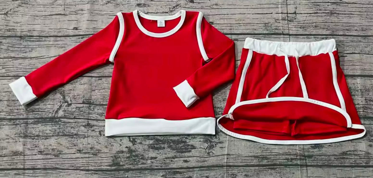 Red & White Skort Set