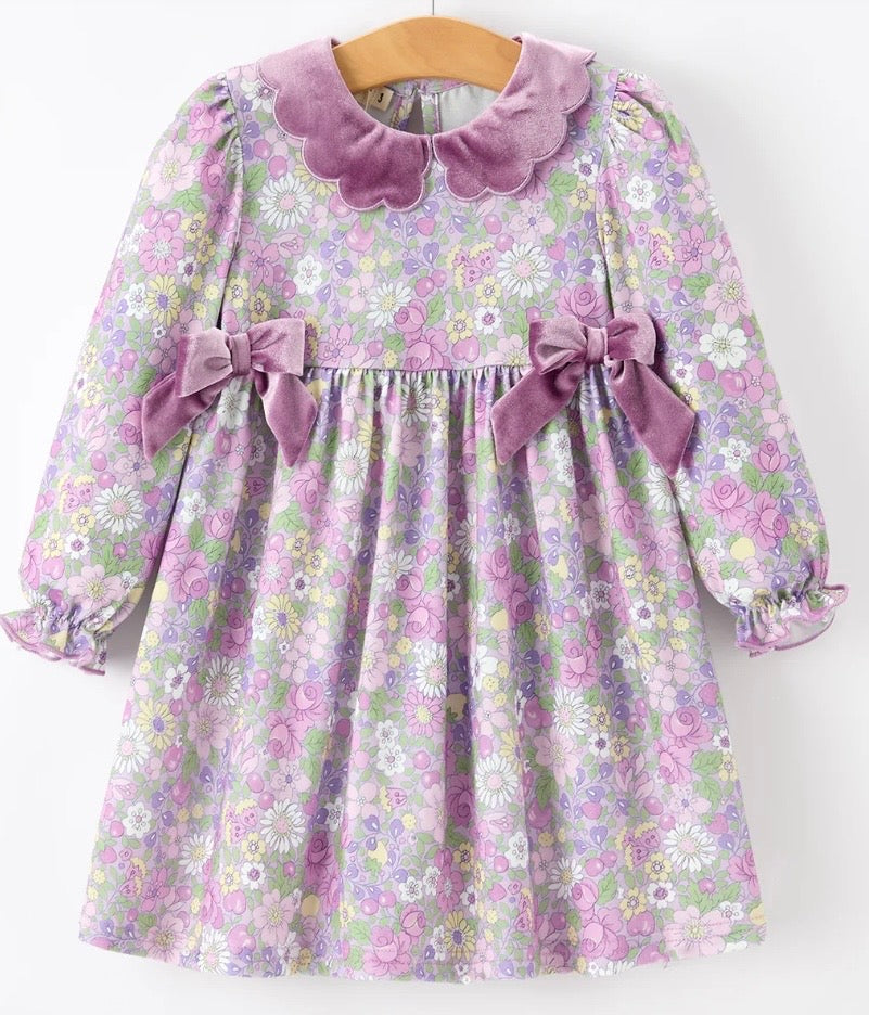 Velvet Purple Floral Sister Set