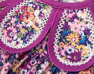 Beautiful Floral Scalloped Collar Sister Set