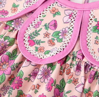 Beautiful Floral Scalloped Collar Sister Set