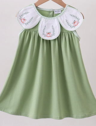 Embroidered Pumpkin Petal Collar Sister Set