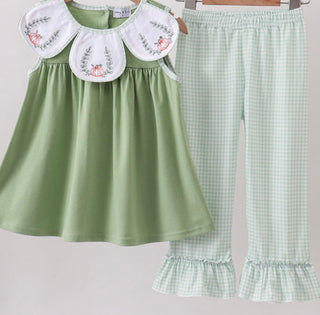 Embroidered Pumpkin Petal Collar Sister Set