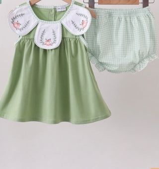 Embroidered Pumpkin Petal Collar Sister Set