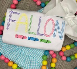 PERSONALIZED Scratchy Font Crayon Tee OR Short Set