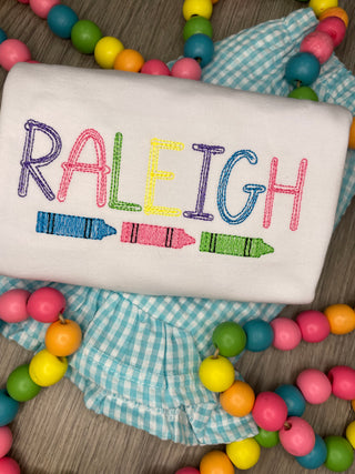 PERSONALIZED Scratchy Font Crayon Tee OR Short Set